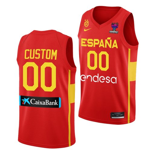 Custom Spain 2022 Fiba Eurobasket Final Red Jersey Away