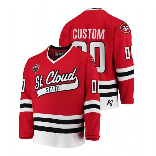 Custom St Cloud State Huskies Red 2021-22 Away College Hockey Jersey