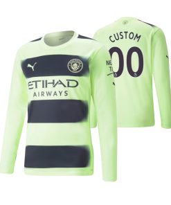 Custom Manchester City 2022-23 Third Neon Green Long Sleeve Jersey