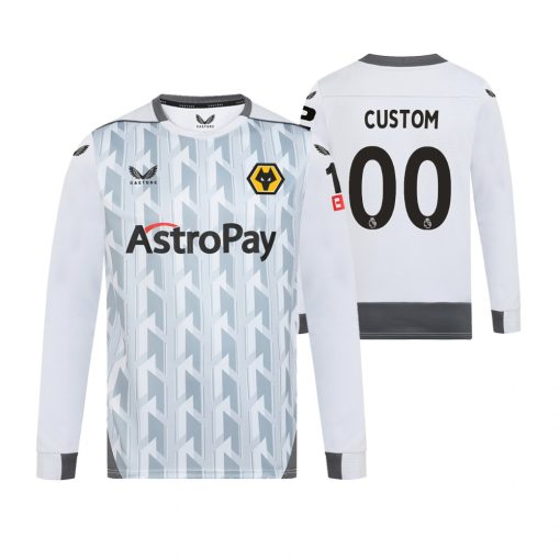 Custom Wolverhampton Wanderers 2022-23 Third White Long Sleeve Jersey