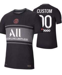Custom Paris Saint-Germain Black 2021-22 Third Jersey