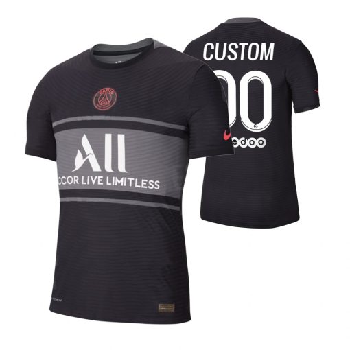 Custom Paris Saint-Germain Black 2021-22 Third Jersey