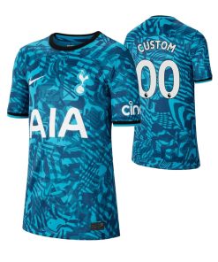 Custom Kids Tottenham Hotspur Blue 2022-23 Third Jersey