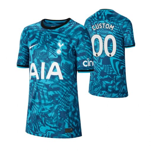 Custom Kids Tottenham Hotspur Blue 2022-23 Third Jersey