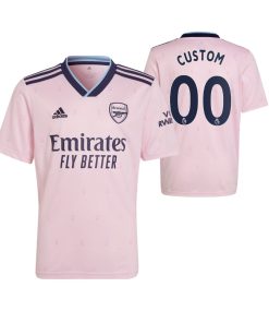 Custom Kids Arsenal Pink 2022-23 Third Jersey