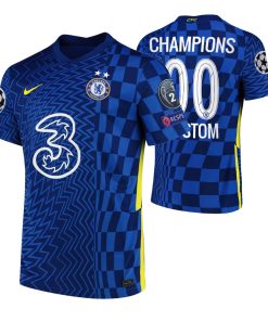 Custom Chelsea Blue UCL 2021 Champions Home Vapor Match Jersey