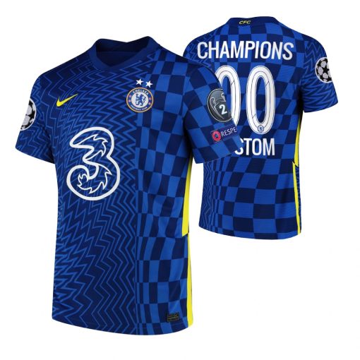 Custom Chelsea Blue UCL 2021 Champions Home Vapor Match Jersey