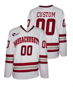 Custom Umass Minutemen White 2021-22 College Hockey Jersey
