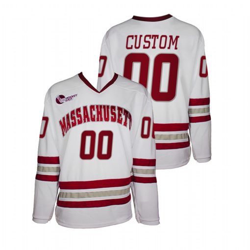 Custom Umass Minutemen White 2021-22 College Hockey Jersey