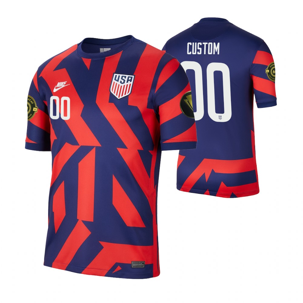 Custom USMNT National Team Blue 2021 CONCACAF Gold Cup Away Jersey ...