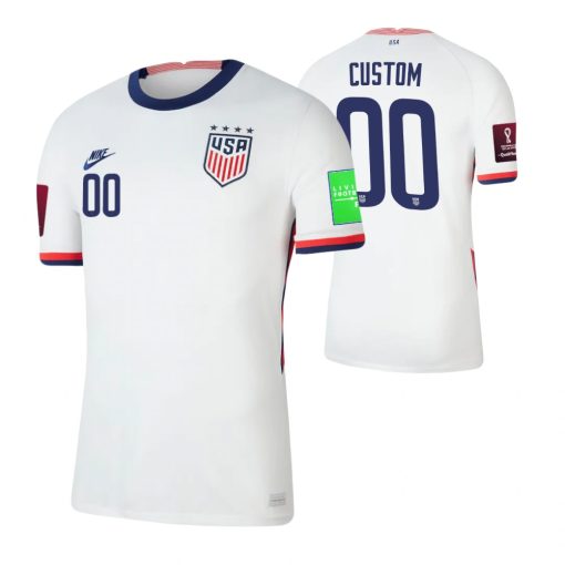 Custom USMNT 2022 Qatar World Cup White Home Jersey