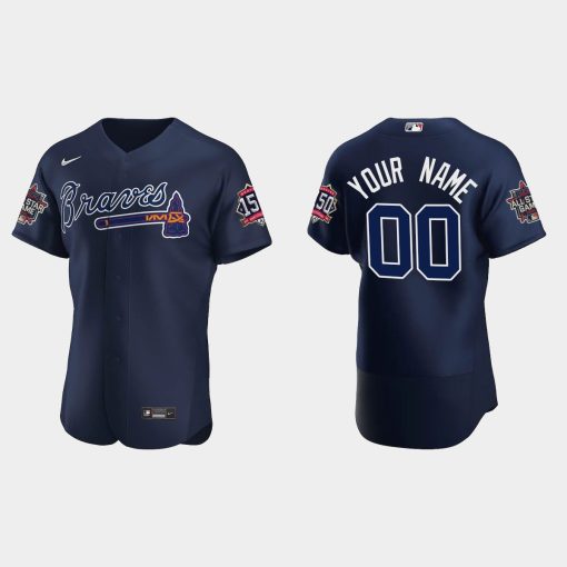 Custom Atlanta Braves Flex Base Alternate 2021 All-star Jersey Navy