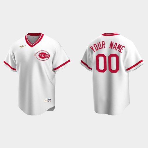 Custom Cincinnati Reds Cooperstown Collection Home Jersey White