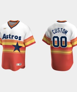 Custom Houston Astros Home Cooperstown Collection Jersey White Orange