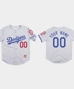 Custom Los Angeles Dodgers Mitchell Ness 1981 Flex Base Jersey Gray