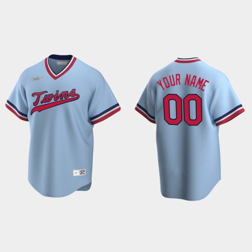 Custom Minnesota Twins Cooperstown Collection Road Jersey Light Blue