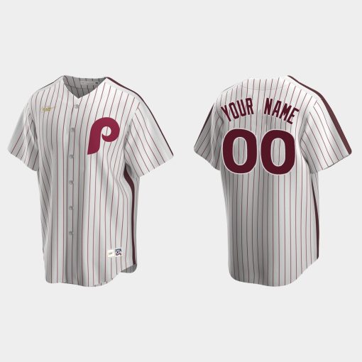 Custom Philadelphia Phillies Cooperstown Collection Home Jersey White