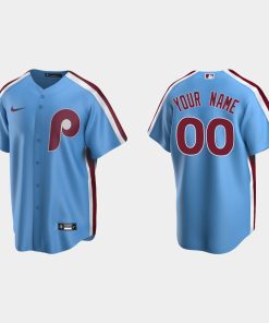 Custom Philadelphia Phillies Cooperstown Collection Road Jersey Light Blue