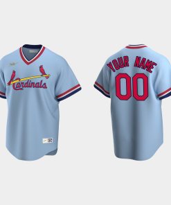 Custom St Louis Cardinals Cooperstown Collection Road Jersey Light Blue
