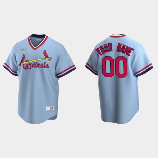 Custom St Louis Cardinals Cooperstown Collection Road Jersey Light Blue