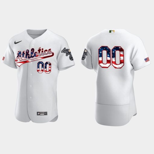 Custom 2020 Stars Stripes Oakland Athletics 4th Of July Jersey White