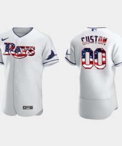 Custom 2020 Stars Stripes Tampa Bay Rays 4th Of July Jersey White