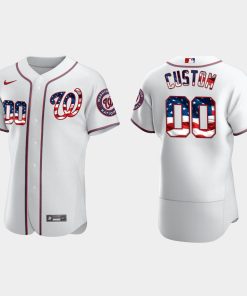 Custom 2020 Stars Stripes Washington Nationals 4th Of July Jersey White