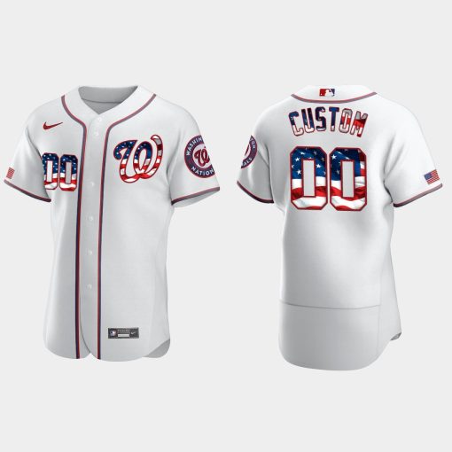 Custom 2020 Stars Stripes Washington Nationals 4th Of July Jersey White