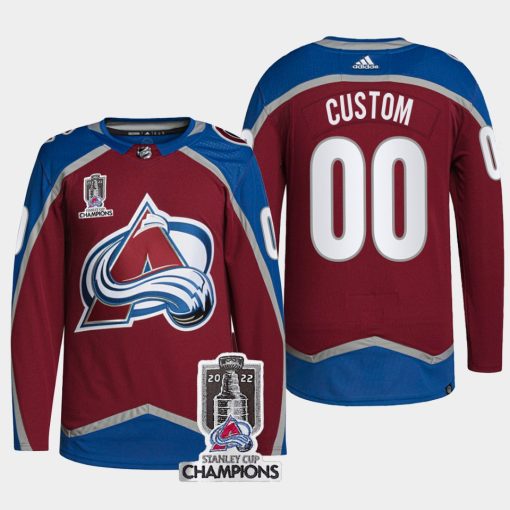 Custom 2022 Stanley Cup Champions Colorado Avalanche Burgundy Jersey Pro