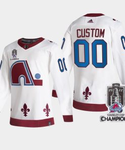 Custom 2022 Stanley Cup Champs Colorado Avalanche White Jersey Reverse Retro