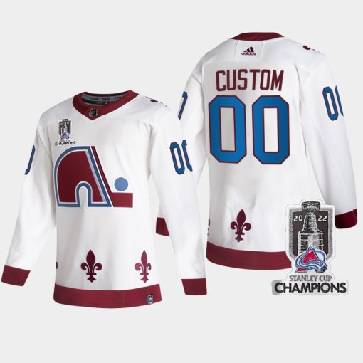 Custom 2022 Stanley Cup Champs Colorado Avalanche White Jersey Reverse Retro