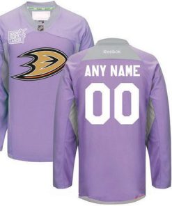 Custom Anaheim Ducks Purple Pink Hockey Fights Cancer Practice Jersey