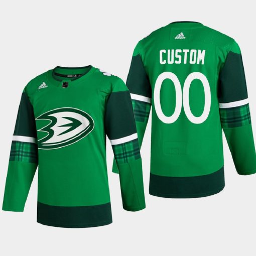 Custom Anaheim Ducks St Patricks Day Green Warmup Jersey