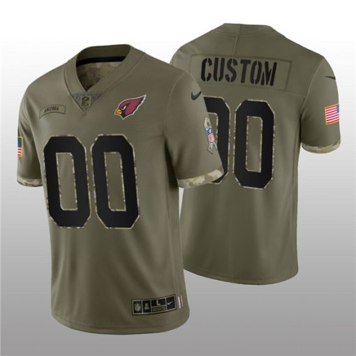 Custom Arizona Cardinals Active Player 2022 Olive Salute To Service Limited Stitched Jersey