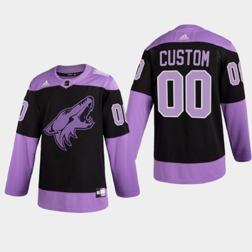 Custom Arizona Coyotes 2021 Hockey Fights Cancer Night Purple Jersey