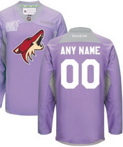 Custom Arizona Coyotes Purple Pink Hockey Fights Cancer Practice Jersey