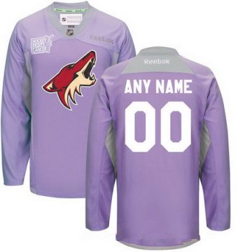 Custom Arizona Coyotes Purple Pink Hockey Fights Cancer Practice Jersey