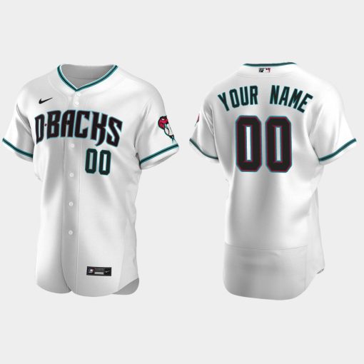 Custom Arizona Diamondbacks White Teal Flex Base 2020 Alternate Jersey