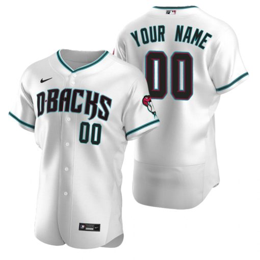 Custom Arizona Diamondbacks White Teal Stitched MLB Flex Base Jersey