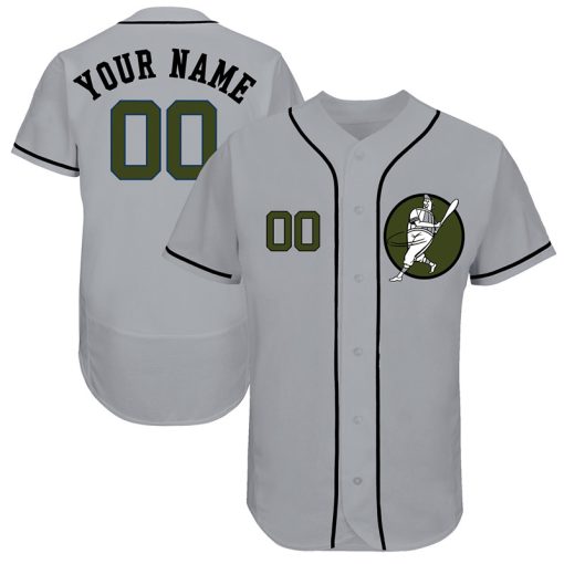 Custom Astros Gray Green Logo Flexbase New Design Jersey