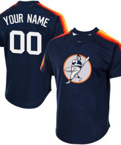 Custom Astros Navy Throwback New Design Jersey