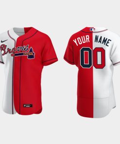 Custom Atlanta Braves Split Flex Base Jersey White Red