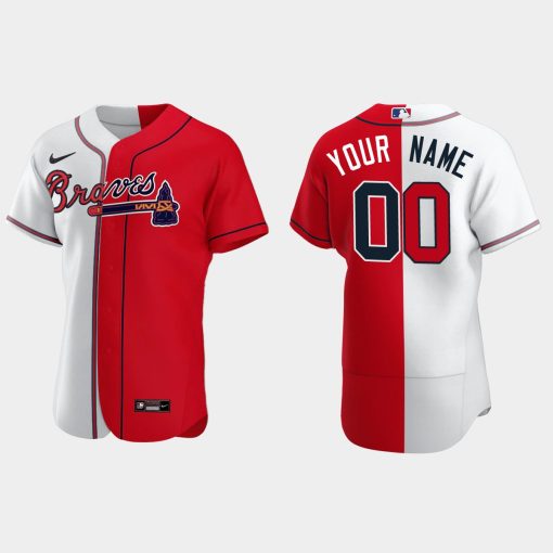 Custom Atlanta Braves Split Flex Base Jersey White Red