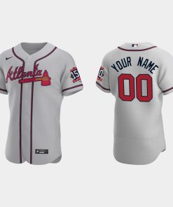 Custom Atlanta Braves 150th Anniversary World Series Jersey Gray