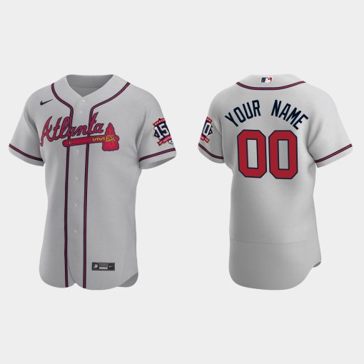 Custom Atlanta Braves 150th Anniversary World Series Jersey Gray