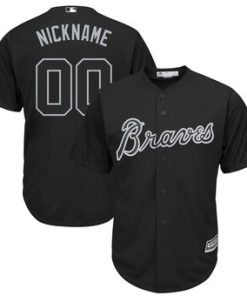 Custom Atlanta Braves 2019 Players' Weekend Cool Base Roster Black Jersey