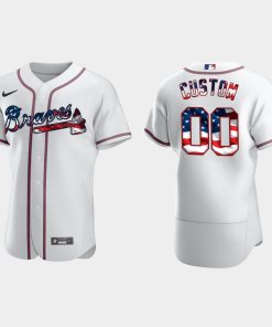 Custom Atlanta Braves 2020 Stars Stripes 4th Of July Jersey White
