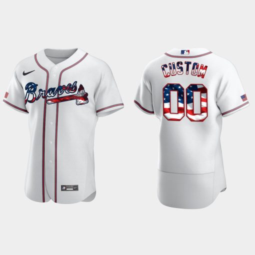 Custom Atlanta Braves 2020 Stars Stripes 4th Of July Jersey White