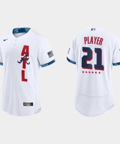 Custom Atlanta Braves 2021 All-star Game Flex Base Jersey White