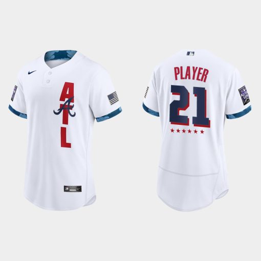 Custom Atlanta Braves 2021 All-star Game Flex Base Jersey White